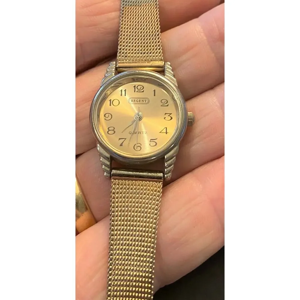 Regent Quartz Gold Tone Watch with Mesh Band